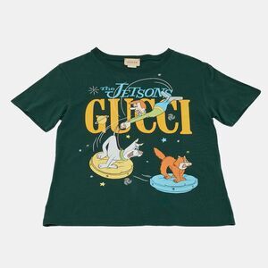 Gucci Kids X The Jetsons Dark Green Printed Cotton T-Shirt 8Y